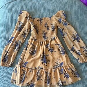 Aritzia Wilfred Goldie/Blue Floral Tempest Dress XS